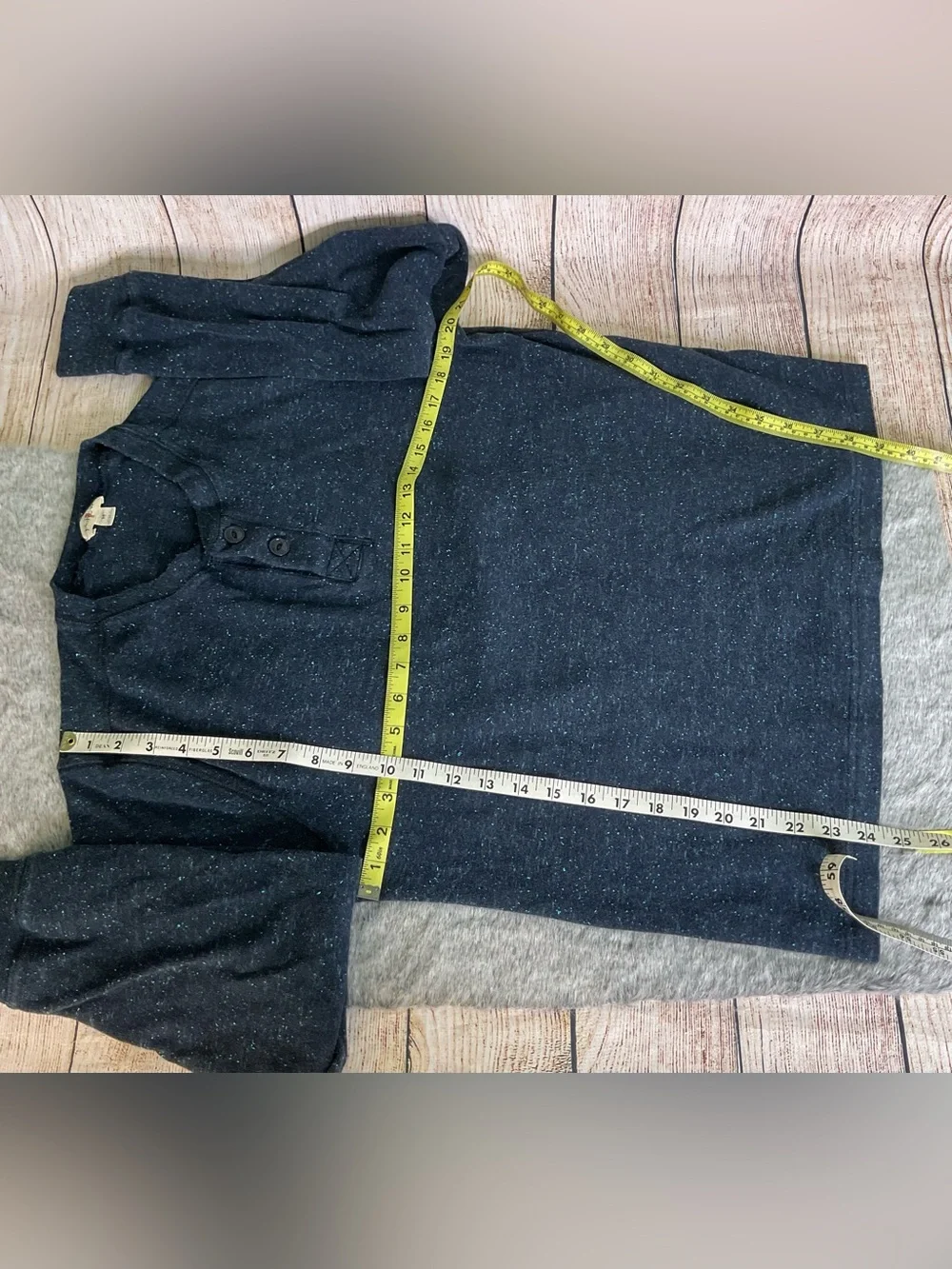 J. Crew Men's Navy Heathered Henley Knit Sweater 100% Cotton Size M